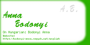 anna bodonyi business card